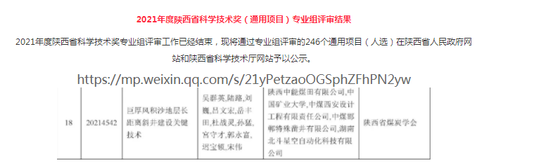2021年陜西省科技技術(shù)獎(jiǎng)一等獎(jiǎng)